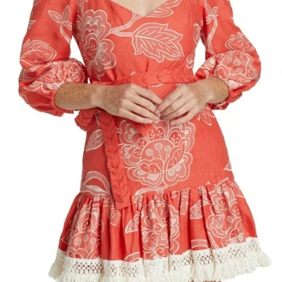 green emerald velvet dress Floral Embroidered Flounce Dress with Sheer Short Sleeves in Black Berry main image 1